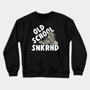 Funny OLD SCHOOL SNKRHD white hightops Sneaker Head Crewneck Sweatshirt